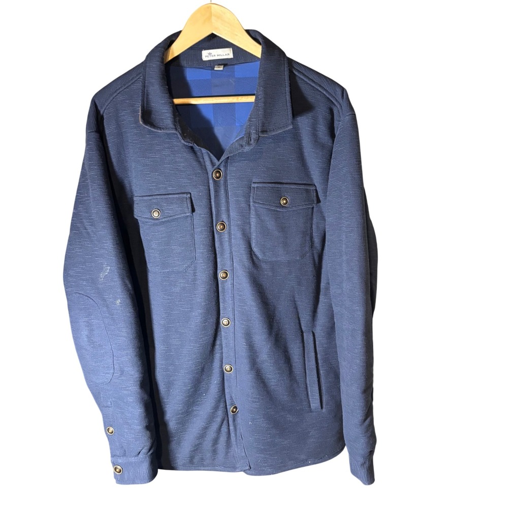Peter Millar Mountainside Shirt Jacket Mens Size XL Elbow Patch Blue